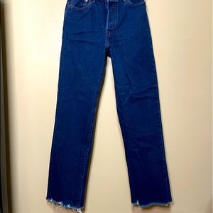 Levi’s Ribcage Straight Leg Jeans, dark blue, size 28 waist